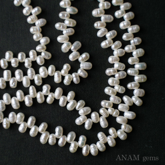 大人気】ホワイト 淡水パール クレオパトラ 6mm/7.5mm-ANAM gems