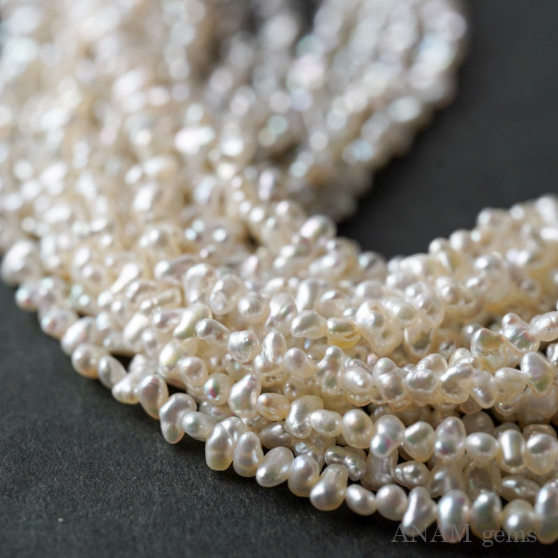 アコヤケシパールビーズ10cm　国産和珠あこや本真珠　芥子　ハンドメイド素材