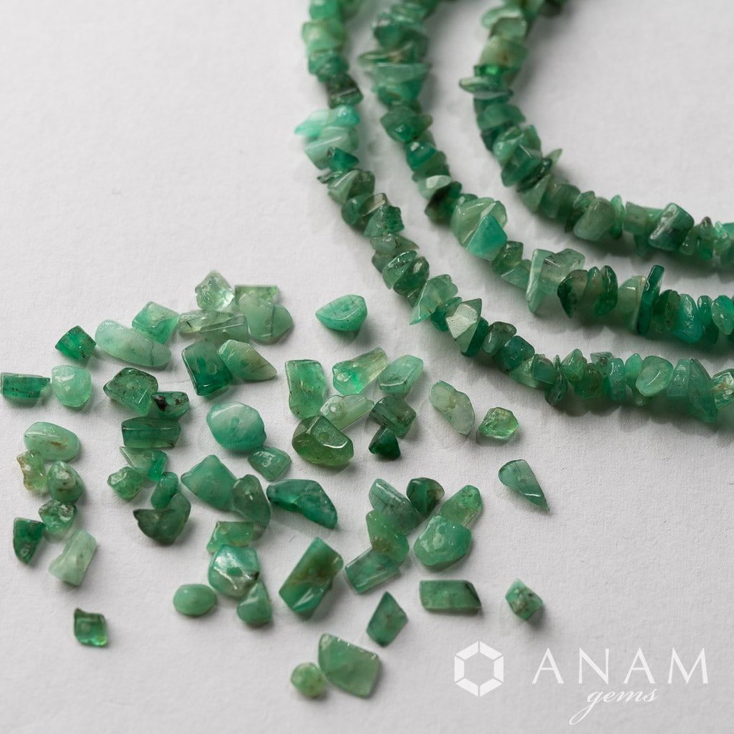 【Pli-round】 Emerald Sazare Beads 40 cm
