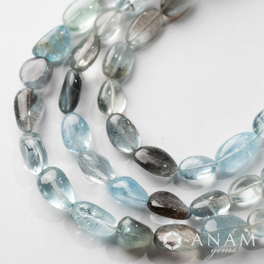 [March birthstone] Moss aquamarine smooth tumble [Excellent transparency]