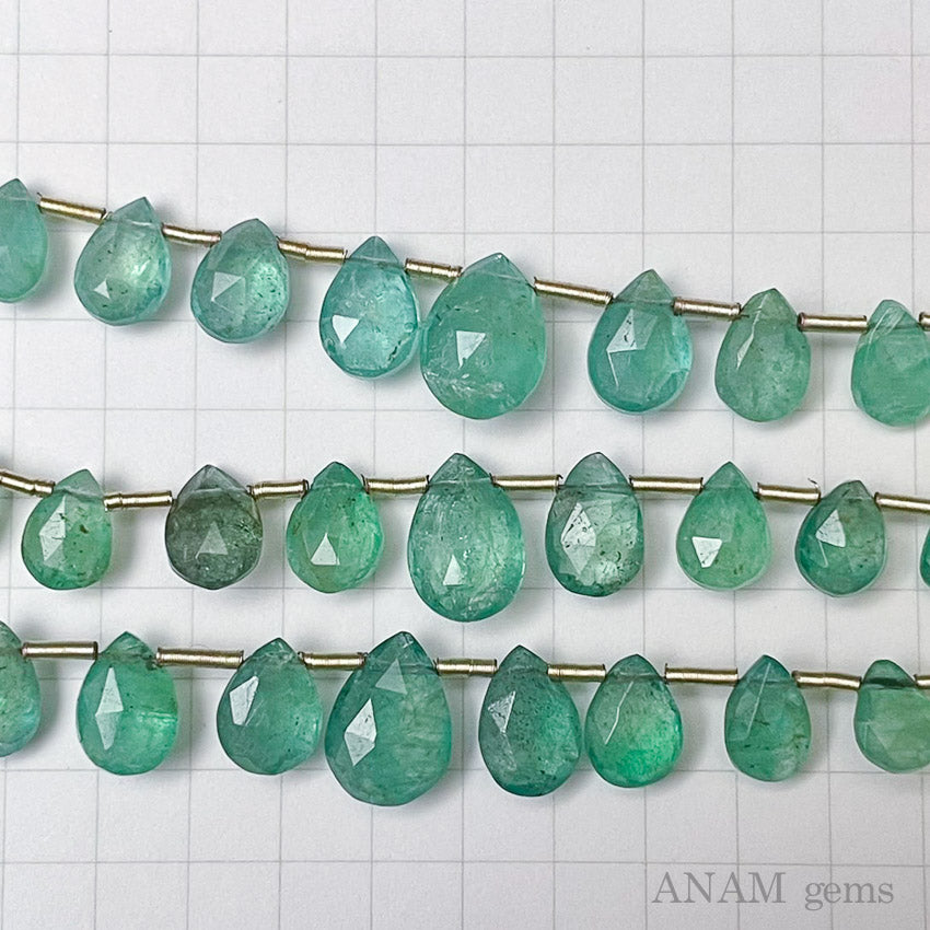 [Beads FRIEND] [from Zambia] Emerald Beads Pair Shape Cut Beads-C