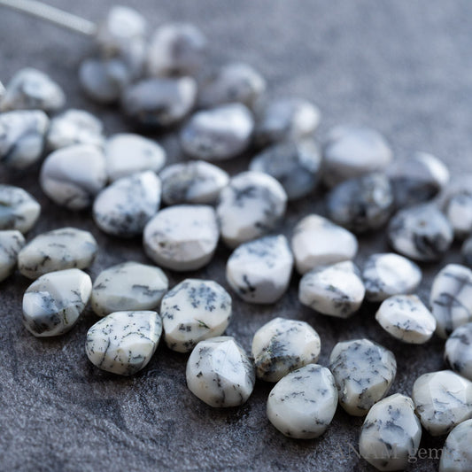 Dendritic Opal (dendrite) MOMO Flower Slice Cut Beads