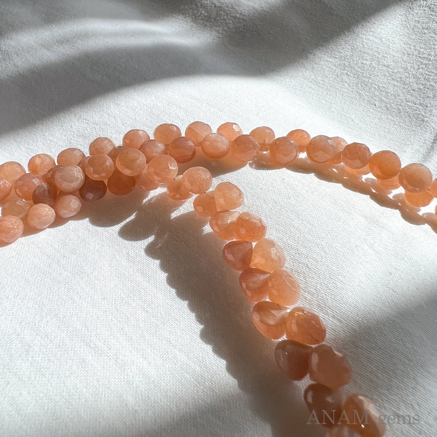 Peach Moonstone Onion Cut Beads