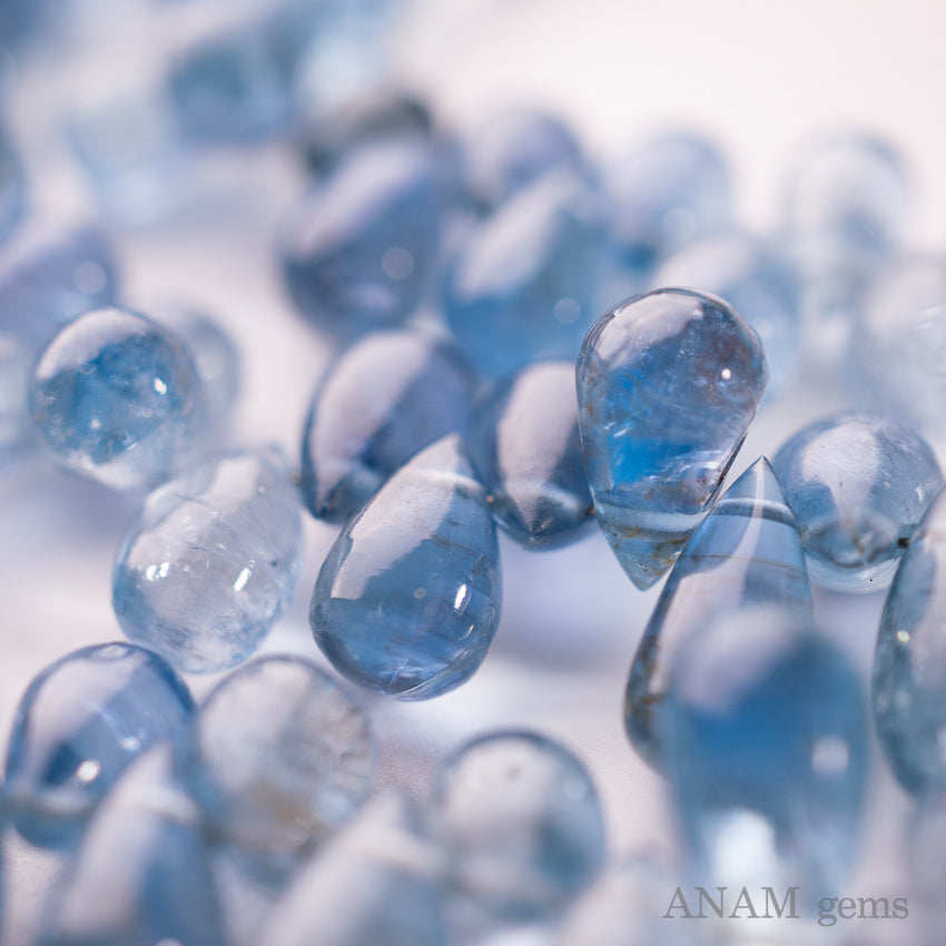 [Rare color] Santa Maria Color Aquamarine Smooth Drop Beads