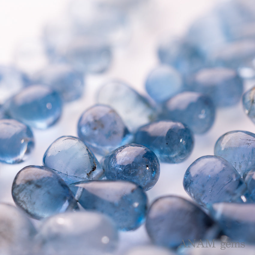 [Rare color] Santa Maria Color Aquamarine Smooth Drop Beads