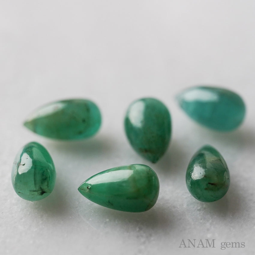 [Large grains over 1cm] Emerald smooth drop beads [from Zambia]
