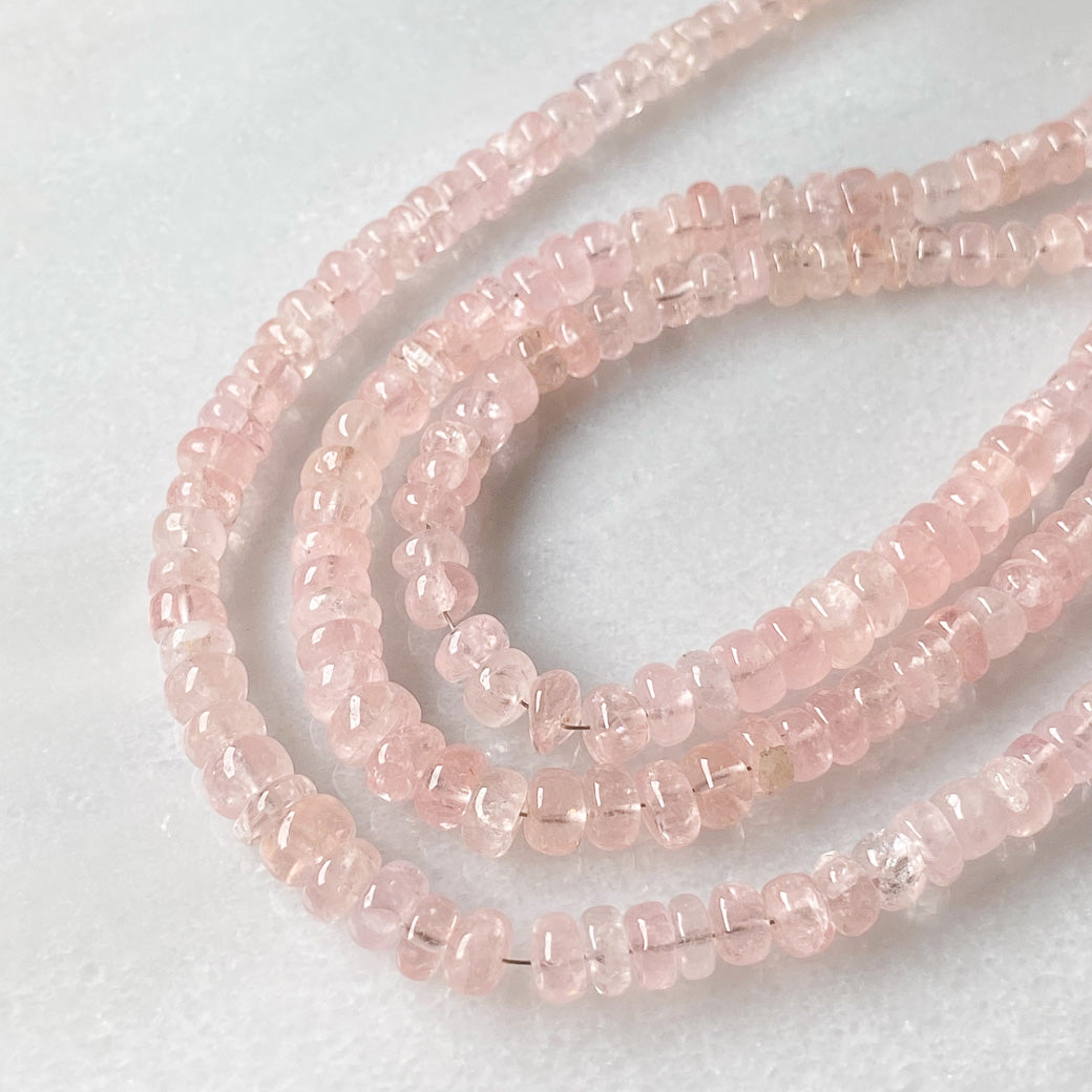Morganite Smooth Button Beads