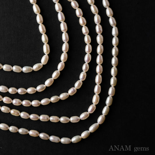 【Natural color】 White freshwater pearl rice baroque 5.5-6mm