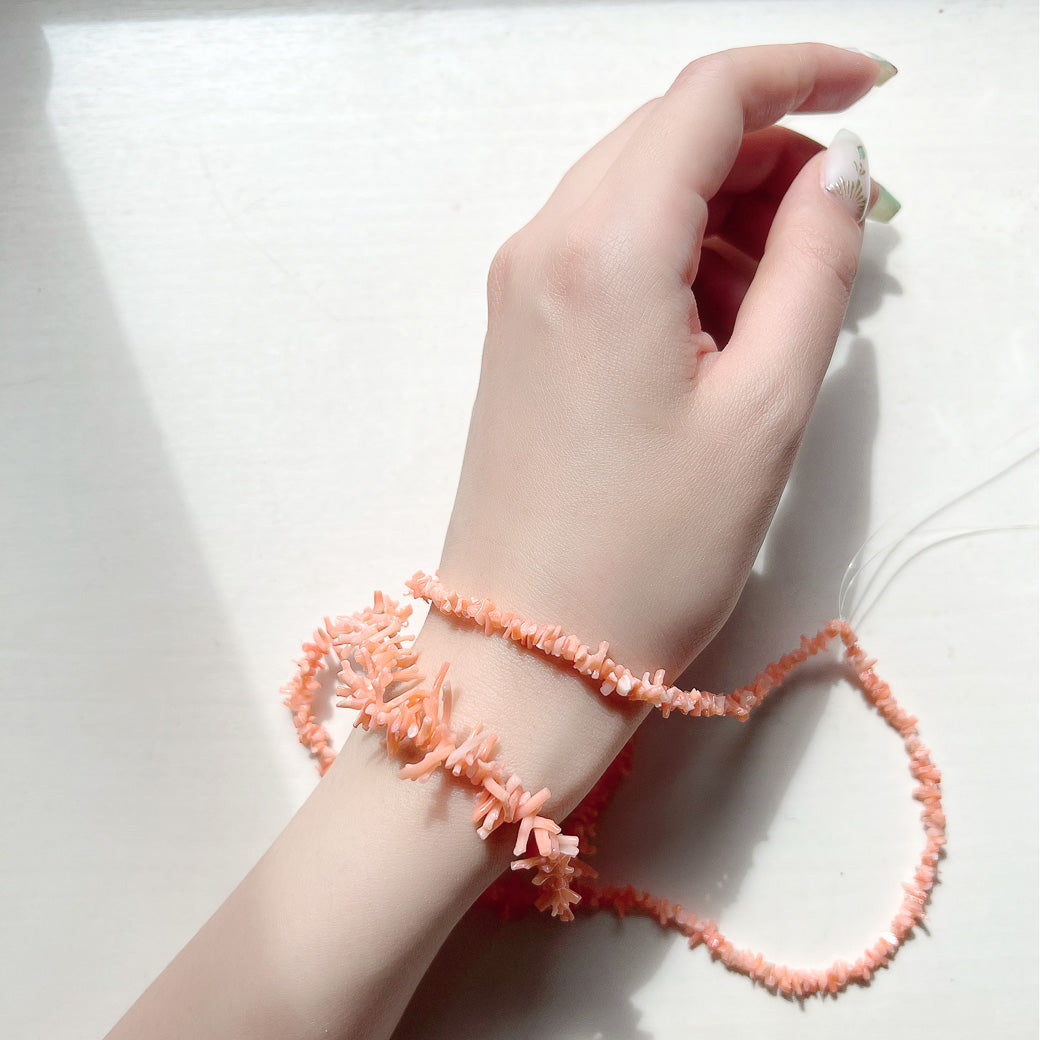 【Add a small amount sale】 【Showa Dead stock】 Pink coral (coral) Sazare high quality blurring M size [natural color]