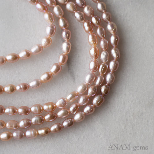 【Very popular】 【Natural color】 Pink freshwater pearl rice 5.0-6.0mm-A