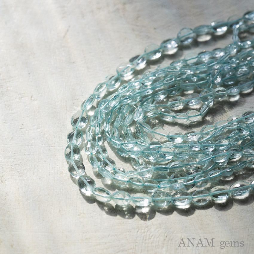 Aquamarine Oval Cut Beads