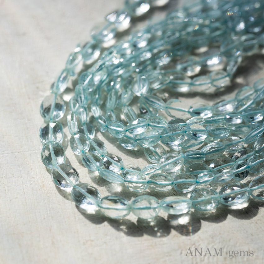 Aquamarine Oval Cut Beads