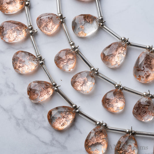 Copper Foil Quartz Doublet Rose Cut Beads