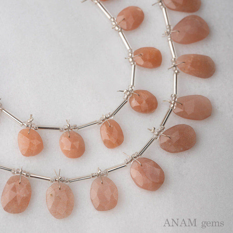 Peach Moonstone Rose Cut Sliced ​​Beads