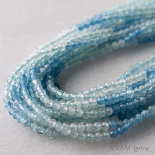 Aquamarine color gradation 2mm ball beads