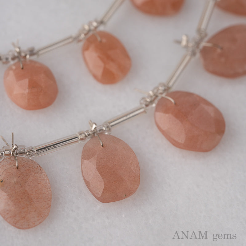 Peach Moonstone Rose Cut Sliced ​​Beads