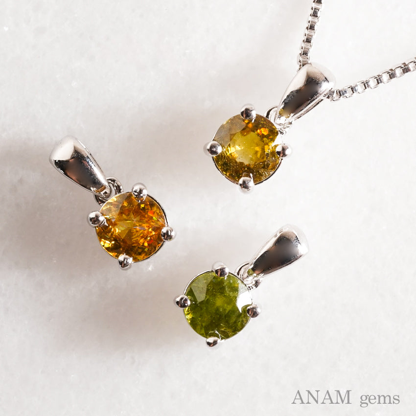 スフェーン ラウンド ペンダントトップ（ネックレス）SV925-ANAM gems 